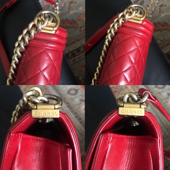 SOLD**Chanel Boy Flap Quilted Lambskin Medium Red - Picture 10 of 12